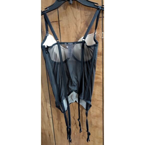 Victoria's Secret 34C Corset Longline Bra Lace Garters Black Nude Sexy Lingerie - Picture 3 of 3